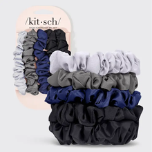 Carica l&#39;immagine nel visualizzatore di Gallery, Kitsch - Ultra Petite Satine Scrunchies - 5pz Black Vibes
