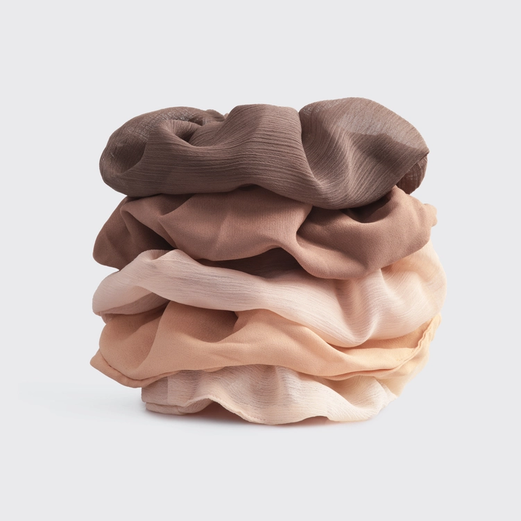 Kitsch - Set Elastici chiffon Nude 5pz